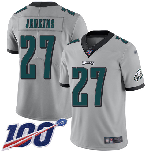 Men Philadelphia Eagles #27 Malcolm Jenkins Limited Silver Inverted Legend NFL Jersey 100th Season Football->philadelphia eagles->NFL Jersey